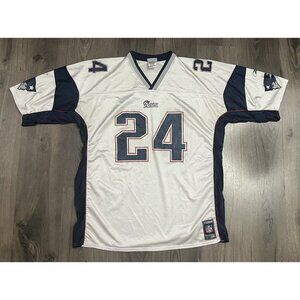Vtg Reebok TY LAW #24 New England Patriots Jersey Mens 2XL XXL White